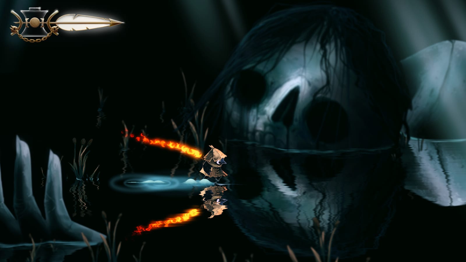 Well Dweller gameplay screenshot shows Glimmer crossing dark platforms with a lit match.